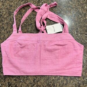 Forever 21 Pink Linen Crop Top pink/mauve New size med